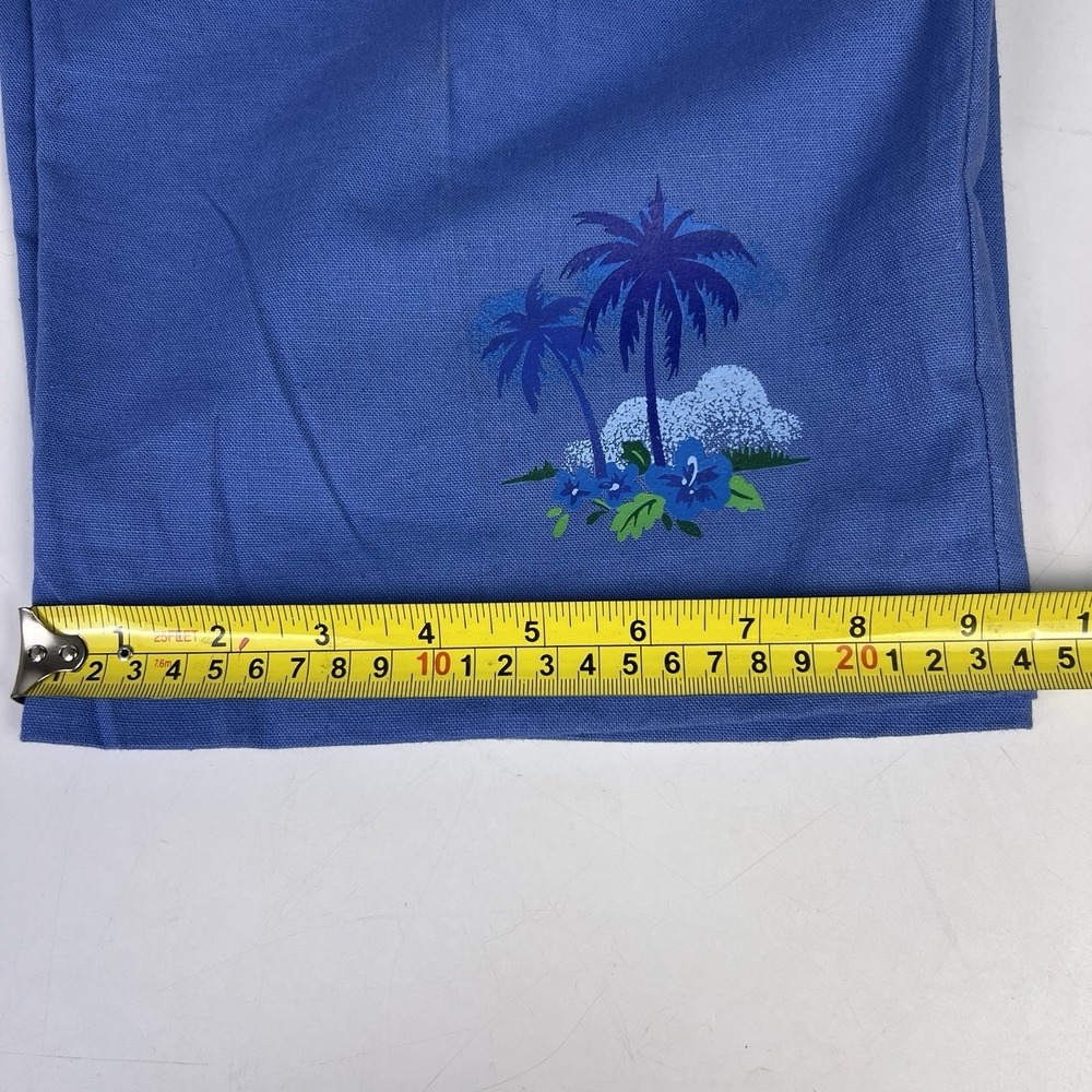 Sag Harbor 2 Pc Set 14P Capris Pants Blue Lime Green Palm Trees Buttons Beach - Picture 16 of 16